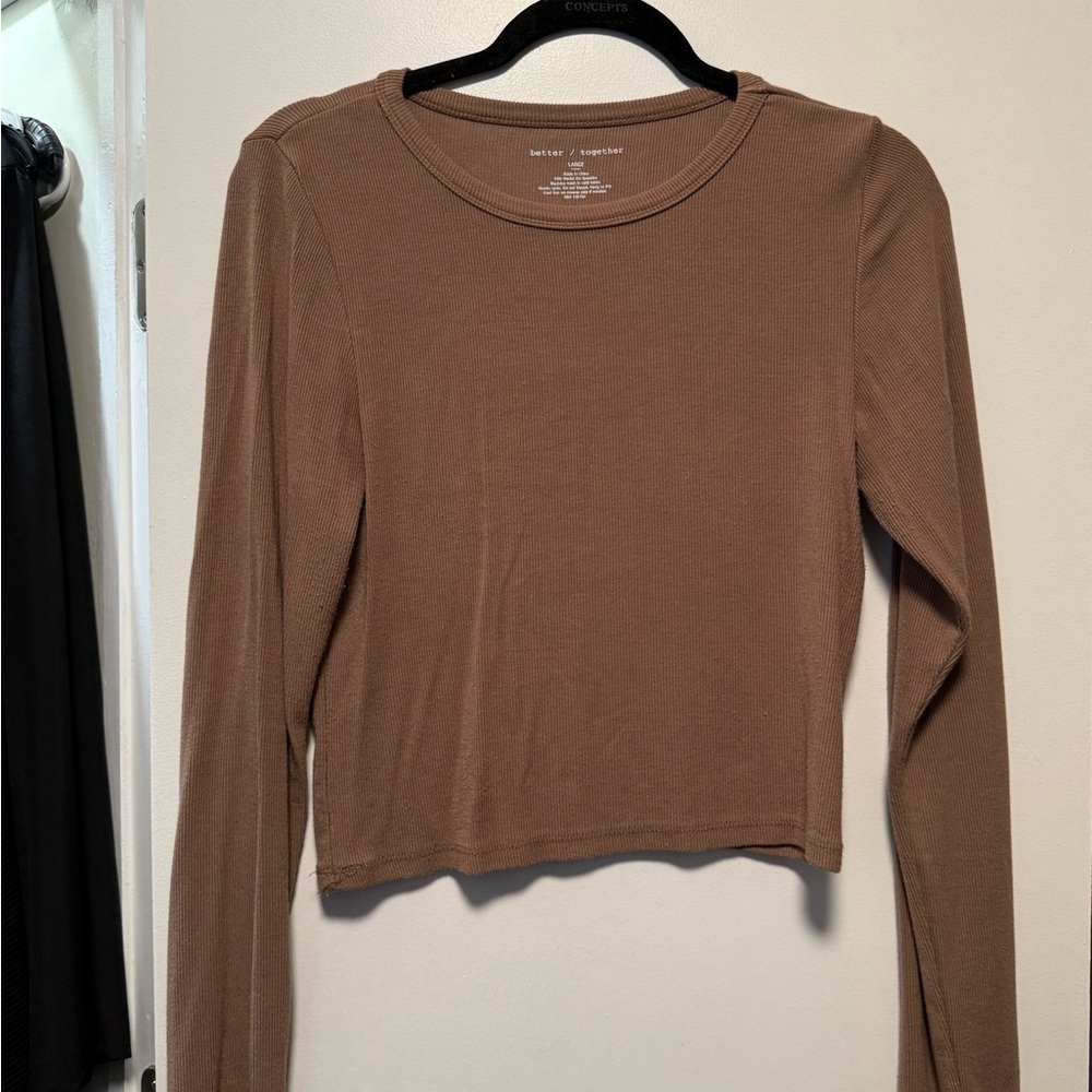 Better Together Women's Long-Sleeve Ribbed Tee - Cocoa Brown